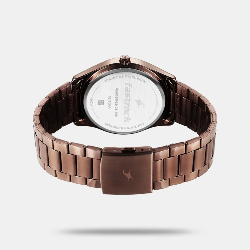 Fastrack Stunners Quartz Analog Brown Dial Brown Metal Strap Watch For Guys - 3317QM02 - Image 3