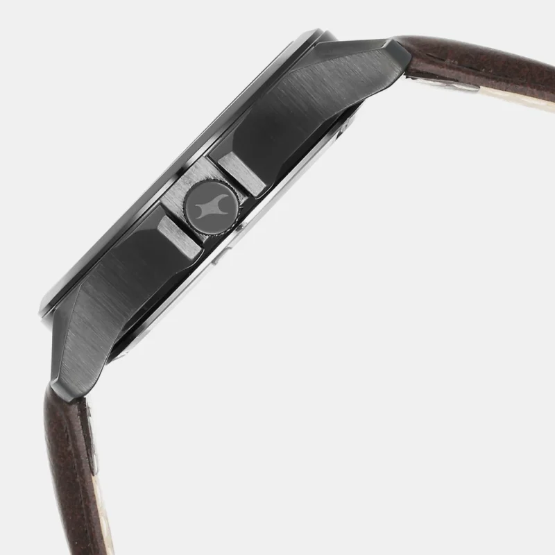 Fastrack Groove Quartz Analog with Date Two Toned Dial Brown Leather Strap Watch For Guys - 3323QL01 - Image 3