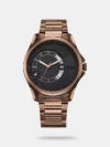 Make a bold impression with this sophisticated watch. The round dial features a classic 3-hand movement, with stick indices, along with a convenient date window. Designed for both style and durability, the watch offers water resistance up to 50 meters and is equipped with a robust leather strap, secured with a tang buckle closure for a comfortable fit.
