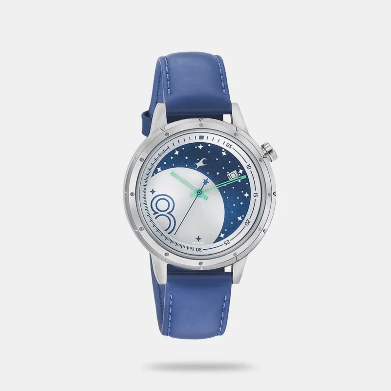 Fastrack Space Rover Quartz Analog with Date Silver Dial Leather Strap Watch for Girls - 6194SL01