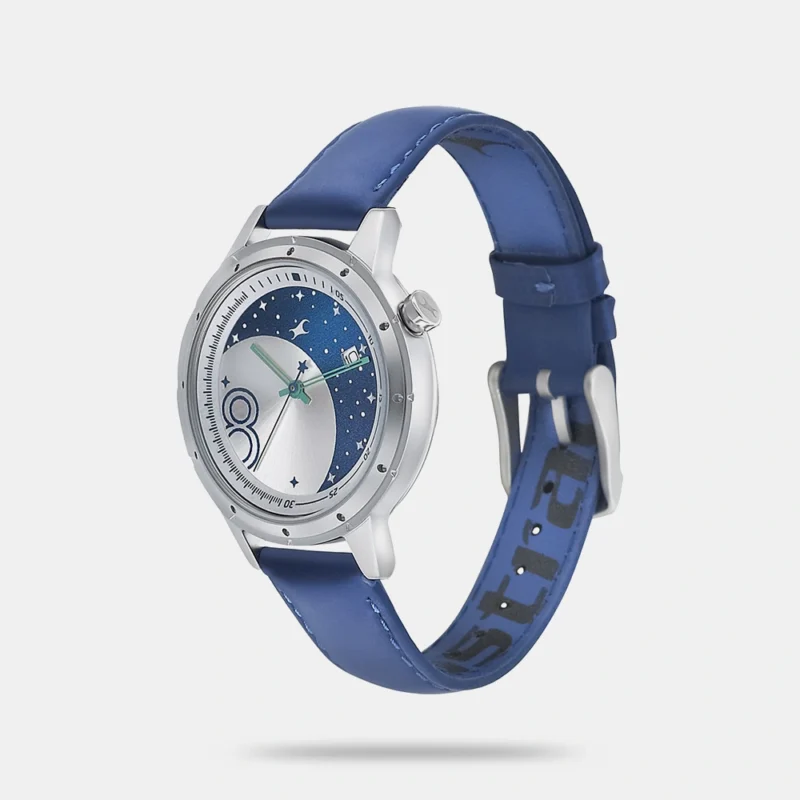 Fastrack Space Rover Quartz Analog with Date Silver Dial Leather Strap Watch for Girls - 6194SL01 - Image 2