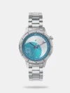 Make a bold impression with this sophisticated watch. The round dial features a classic 3-hand movement, with stick indices, along with a flat mineral glass. Designed for both style and durability, the watch offers water resistance up to 30 meters and is equipped with a robust metal strap, secured with a jewellery clasp closure for a comfortable fit. It is complemented with a bangle style bracelet that adds an extra dose of style.