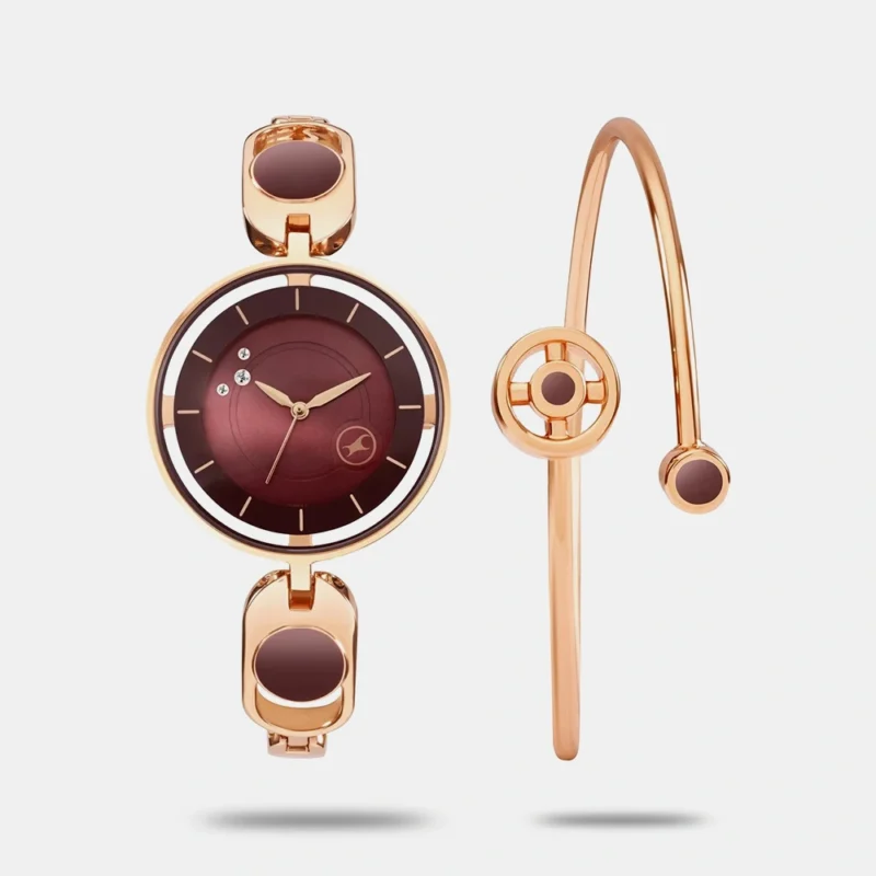 Fastrack Pulse Quartz Analog Brown Dial Metal Strap Watch For Girls - 6237WM01F