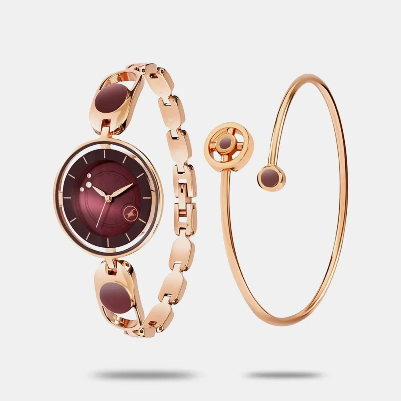 Fastrack Pulse Quartz Analog Brown Dial Metal Strap Watch For Girls - 6237WM01F - Image 2