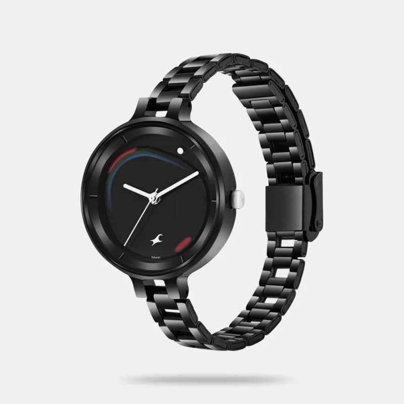 Fastrack MetaWe Quartz Analog Black Dial Stainless Steel Strap Watch For Girls - 6306KM01 - Image 2