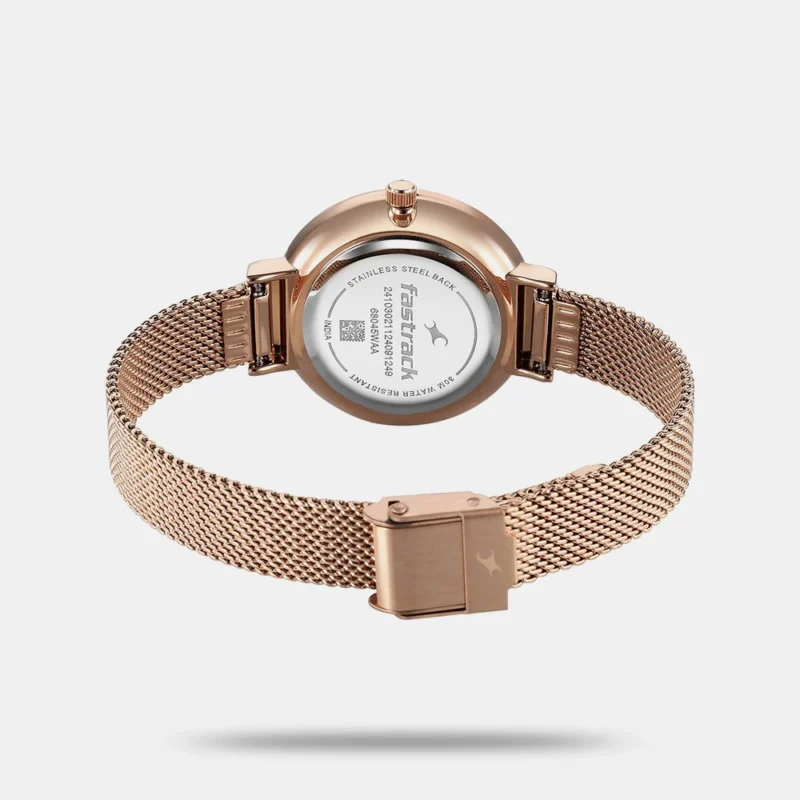 Fastrack Stunners X Quartz Analog Pink Dial Stainless Steel Strap Watch For Girls - 68045WM02 - Image 3