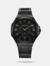 Give your wrist a classy look with this men's analog watch from the Automatic collection by Titan. Encased in a 51 mm case, the silver round dial is protected by a sapphire glass. It features plain three hands. The genuine leather strap showcases a black hue that uplifts the look of the watch. Besides, it is completed with a buckle clasp to ensure a secure fit on the wrist.