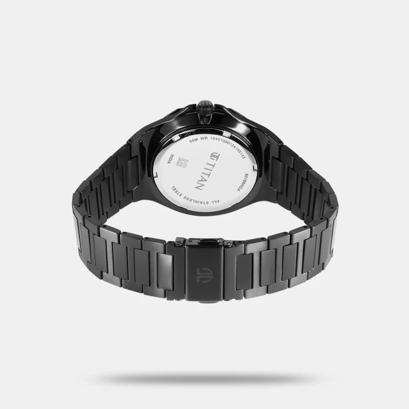 Titan Classic Slim Multifunction Quartz Multifunction Black Dial Stainless Steel Strap Watch For Men - 90198NM01 - Image 3
