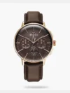 Navigate time with precision and style with the Titan Nexus Skeletal Automatic. Inspired by a ship's helm, its open-worked dial symbolizes movement and progress, offering a captivating view of the intricate 21-jewel automatic movement with a 42-hour reserve. Available in striking brown monochromatic finish, its integrated bracelet ensures a seamless, contemporary fit. Luminous hands, applied indices, and a minute ring enhance legibility, making this timepiece a refined companion for those who chart their own course.