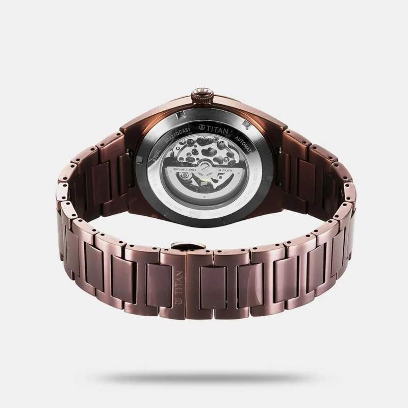 Titan Nexus Skeletal Automatic Analog with Brown Dial Brown Stainless Steel Strap Watch for Men - 90221QM01 - Image 3