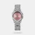 Amaze everyone around you by wearing this women's watch from the collection by Titan. The pink round dial is protected by a sapphire glass. It features crown for time adjustment. The stainless steel strap comes in a silver hue that further elevates the look of the timekeeper. Besides, it is completed with a fold-over clasp with double push button safety clasp to ensure a secure fit on the wrist.