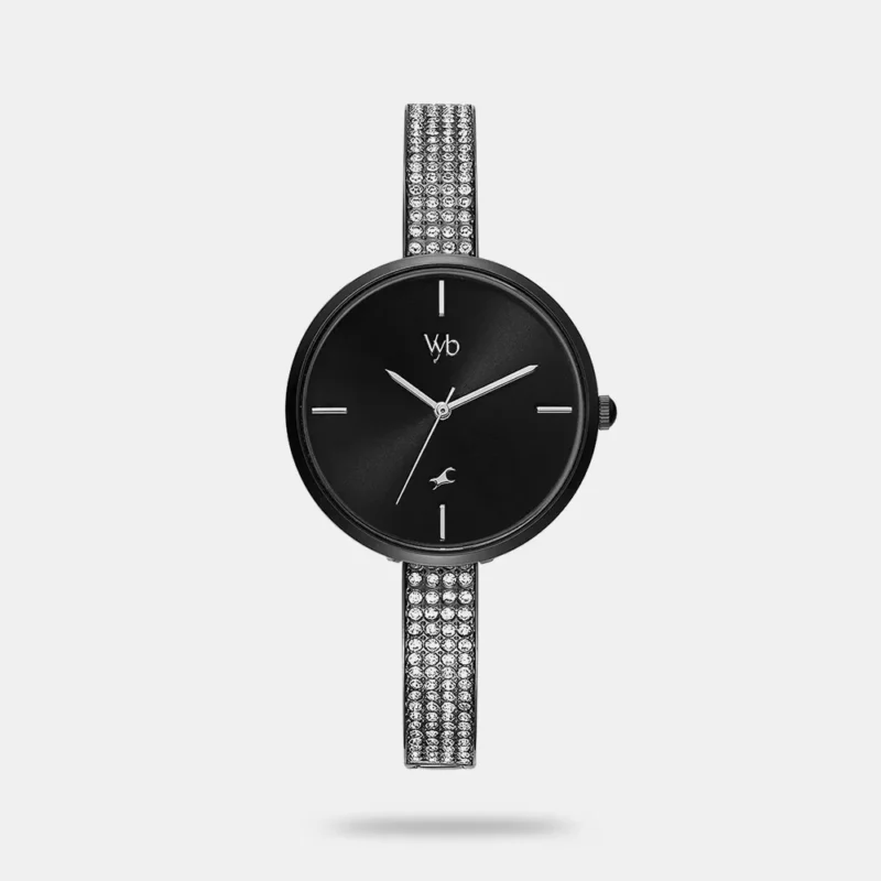 Fastrack Vyb Starlet Quartz Analog Black Dial Metal Strap Watch for Girls - FV60009NM01W