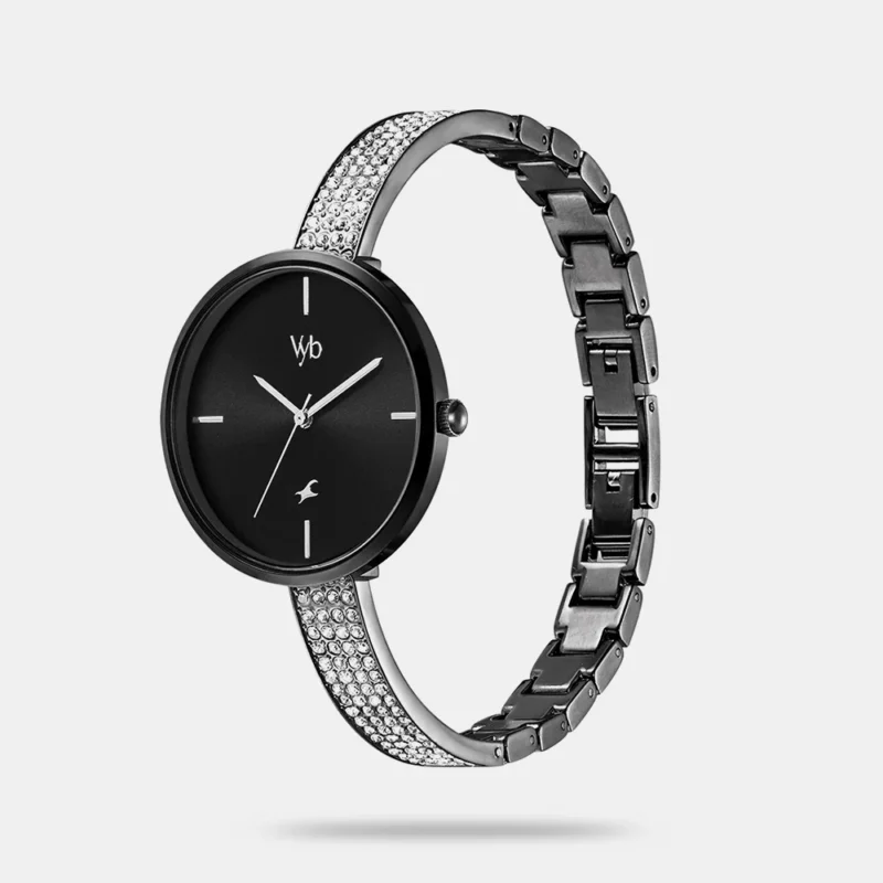 Fastrack Vyb Starlet Quartz Analog Black Dial Metal Strap Watch for Girls - FV60009NM01W - Image 2
