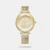 Make your kids stand out and dazzle the crowd with this analog watch from Vyb by Fastrack. Encased in a gold, round dial, it features plain 3-hand functionality and quartz movement on the watch. The stainless steel bracelet comes in a gold hue that further elevates the look of the watch. Besides, it is completed with a hook buckle to ensure a secure fit on the wrist.Care Instructions