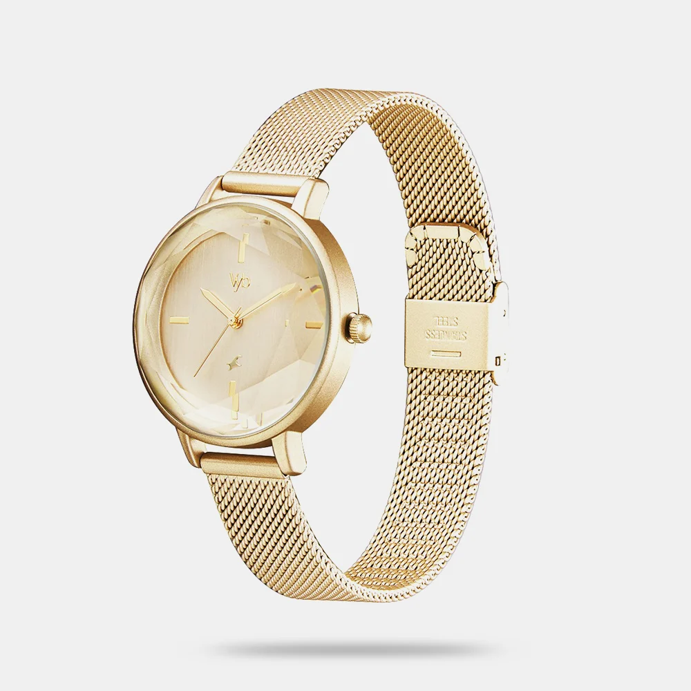 https://watchpalace.in/product/fastrack-vyb-aurora-quartz-analog-golden-dial-stainless-steel-strap-watch-for-girls-fv60010ym01w/ Fastrack Vyb Aurora Quartz Analog Golden Dial Stainless Steel Strap Watch for Girls - FV60010YM01W - Image 2