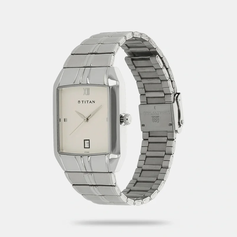 Titan Analog with Date White Dial Metal Strap watch for Men - NE9264SM01J - Image 2