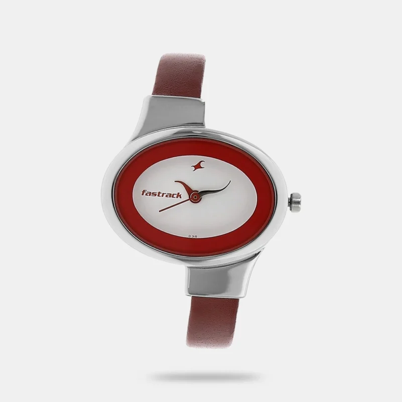 Fastrack Economy Quartz Analog White Dial Leather Strap Watch for Girls -  NK6015SL01
