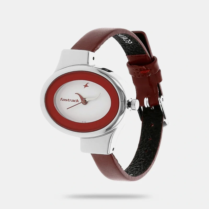 Fastrack Economy Quartz Analog White Dial Leather Strap Watch for Girls -  NK6015SL01 - Image 2