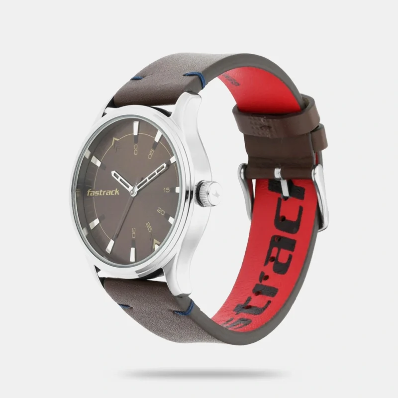 Fastrack I Love Me Quartz Analog Brown Dial Leather Strap Watch for Guys - NP3236SL03 - Image 2
