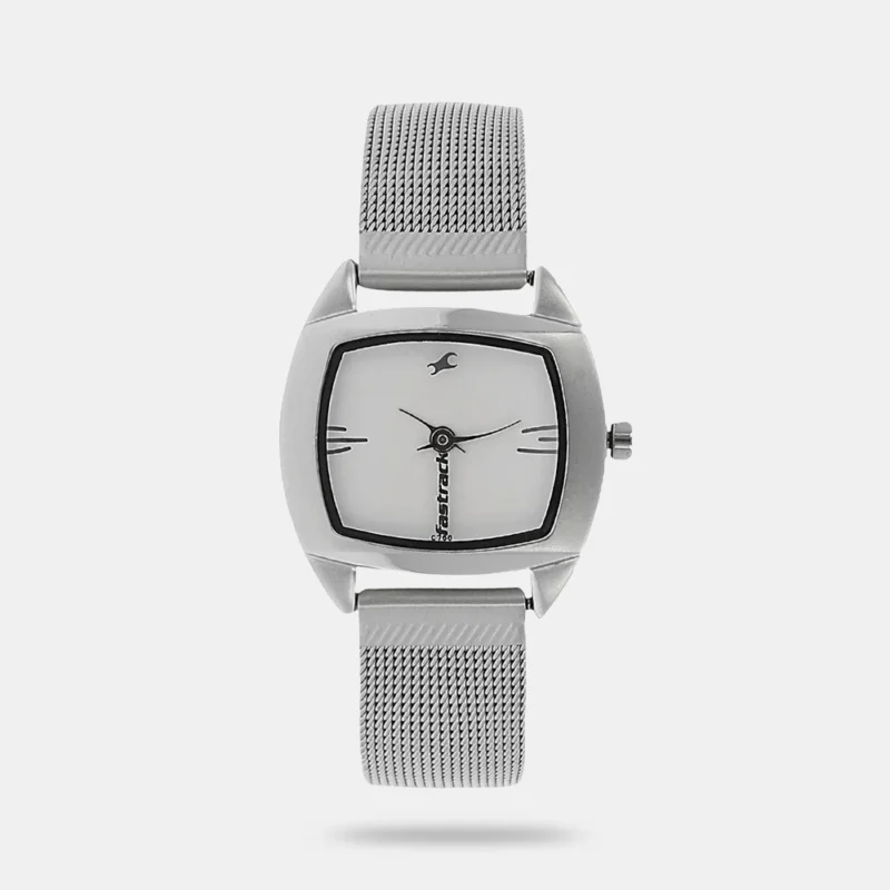 Fastrack Quartz Analog Silver Dial Metal Strap Watch for Girls - NP6001SM01