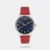 Embrace your dynamic side with this trendy timepiece. The metallic blue dial is flanked by bold Arabic numbering. The red minutes and hours hands bring a pop of colour to the look. The vibrant red leather strap is the show-stopper for this watch! Catch all eyes on you as you pair this watch with shorts and a tee and some ankle length boots.