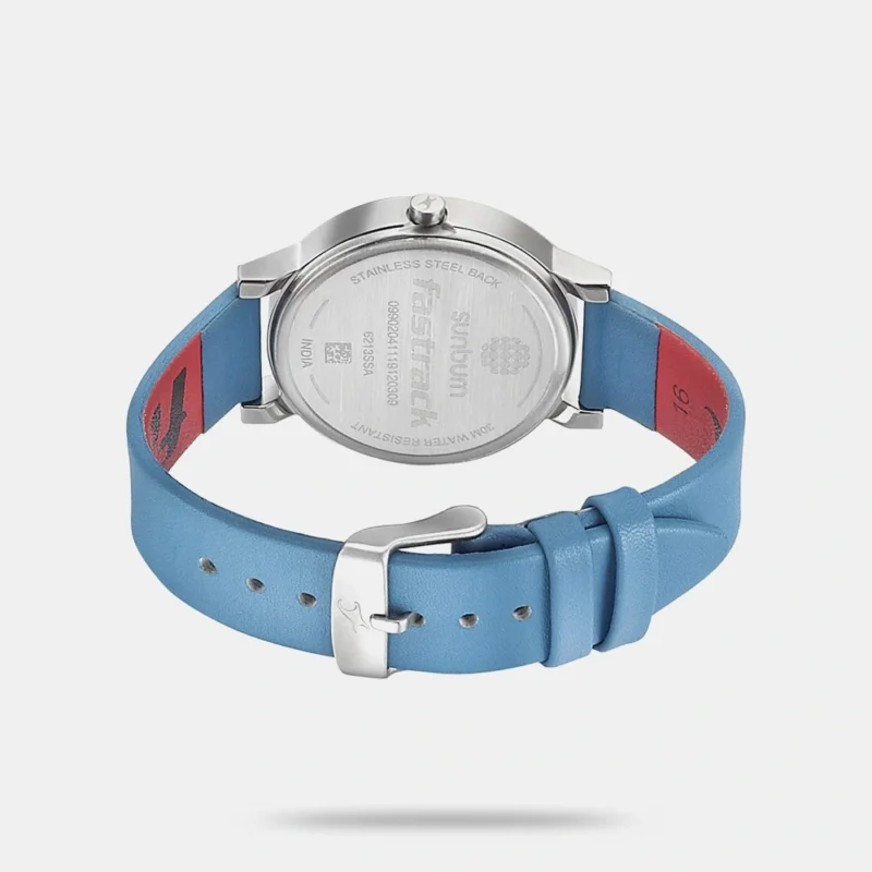 Fastrack Sunburn Quartz Analog Blue Dial Leather Strap Watch for Girls - NP6213SL04 - Image 3