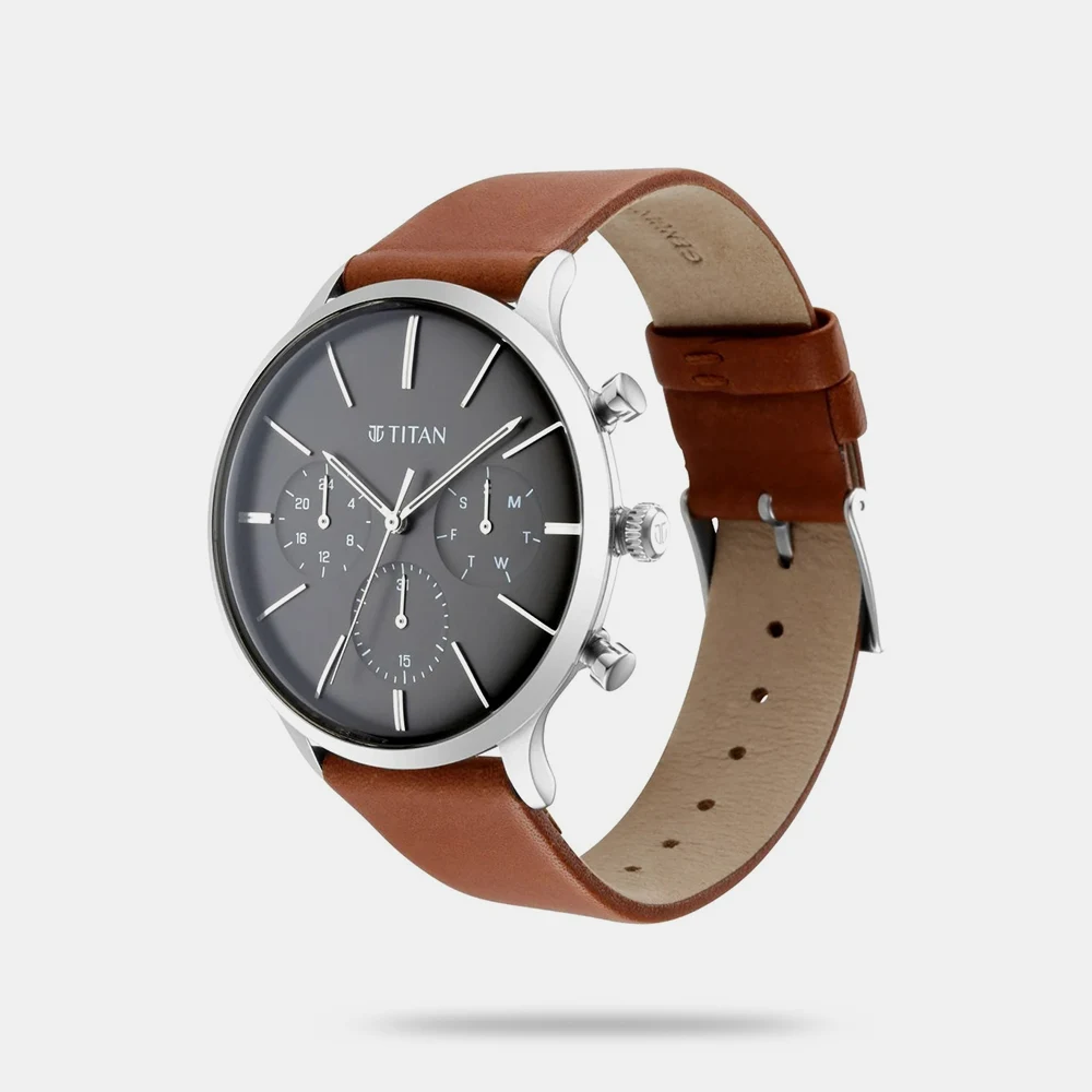 https://watchpalace.in/product/titan-light-leathers-multifunction-black-dial-brown-leather-strap-watch-for-men-nq90134sl01/ Titan Light Leathers Multifunction Black Dial Brown Leather Strap Watch For Men - NQ90134SL01 - Image 2