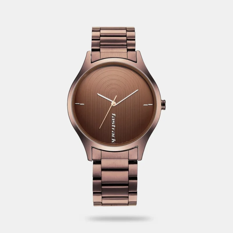Fastrack Style Up Quartz Analog Brown Dial Stainless Steel Strap Watch for Guys - NR3184QM02