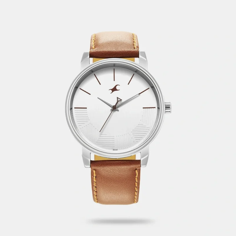 Fastrack Stunners Quartz Analog Silver Dial Leather Strap Watch for Guys - NR3291SL02