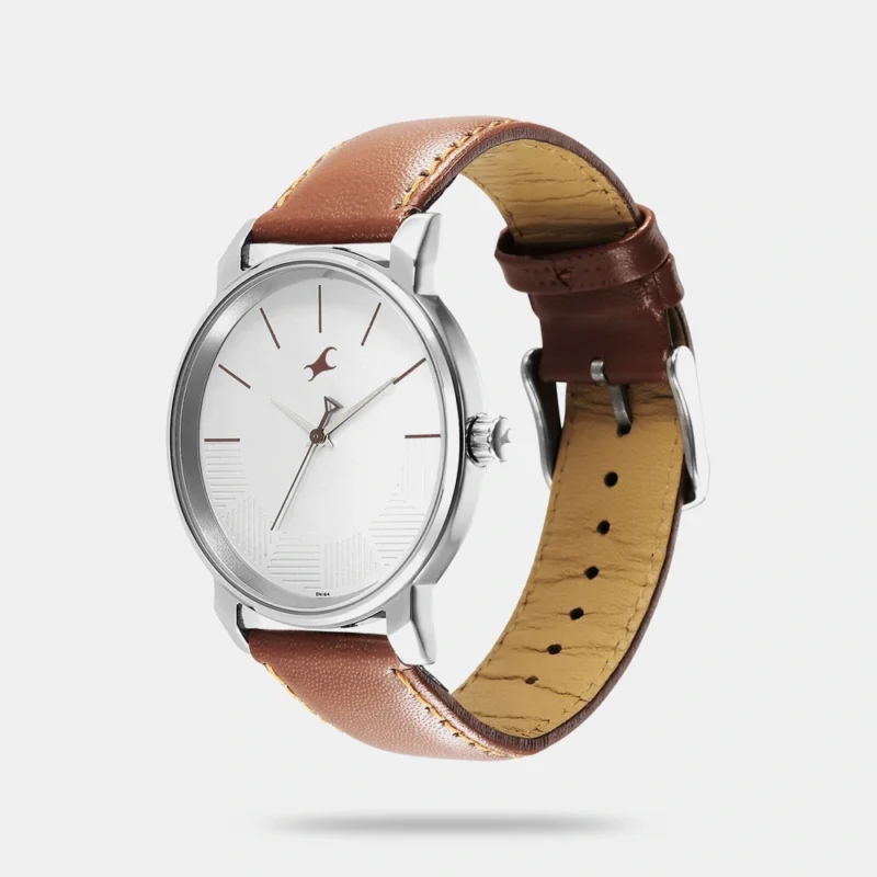 Fastrack Stunners Quartz Analog Silver Dial Leather Strap Watch for Guys - NR3291SL02 - Image 2