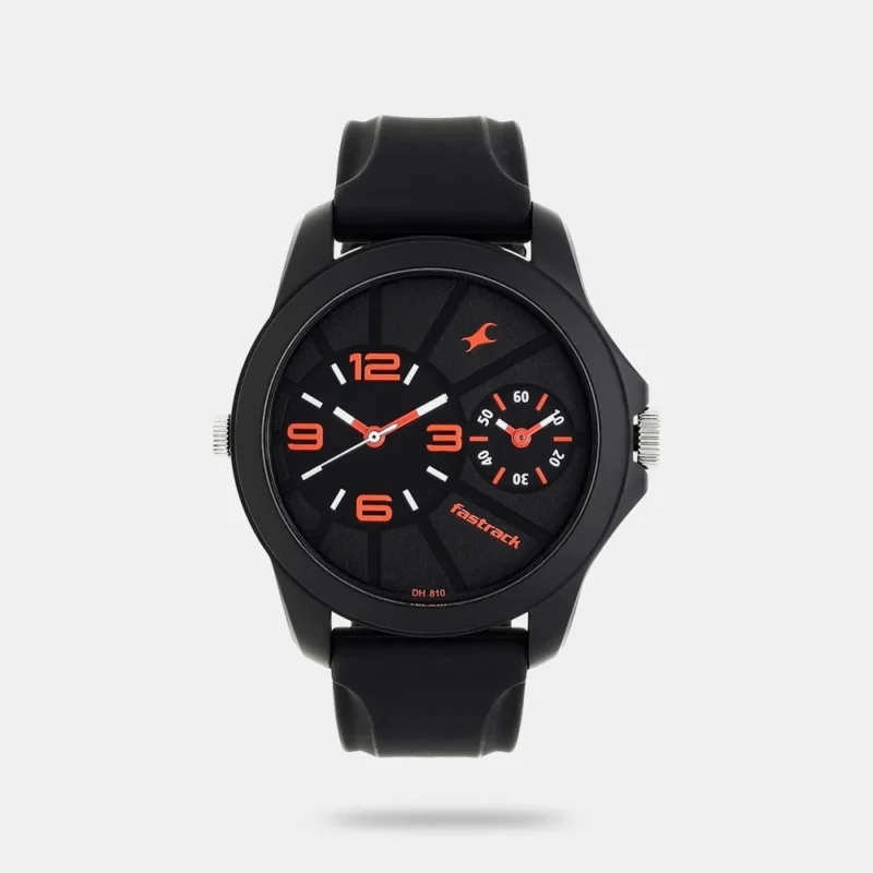 Fastrack Quartz Analog Black Dial Silicone Strap Watch for Guys - NR38042PP01