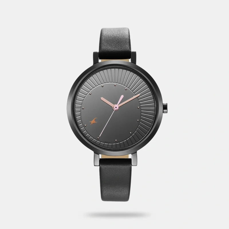 Fastrack Style Up Black Dial Leather Strap Watch for Girls - NR6230NL02
