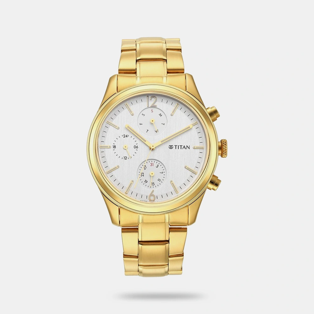 https://watchpalace.in/product/titan-black-and-gold-silver-dial-analog-with-day-and-date-stainless-steel-strap-watch-for-men-ns1805ym01/ Titan Black and Gold Silver Dial Analog with Day and Date Stainless Steel Strap Watch for Men - NS1805YM01