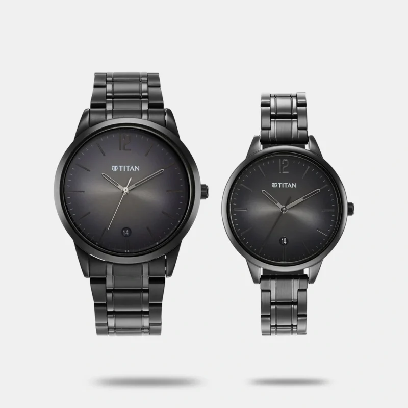 Titan Bandhan Anthracite Dial Analog with Date Stainless Steel Strap Watch for Couple - NS18062617NM01P