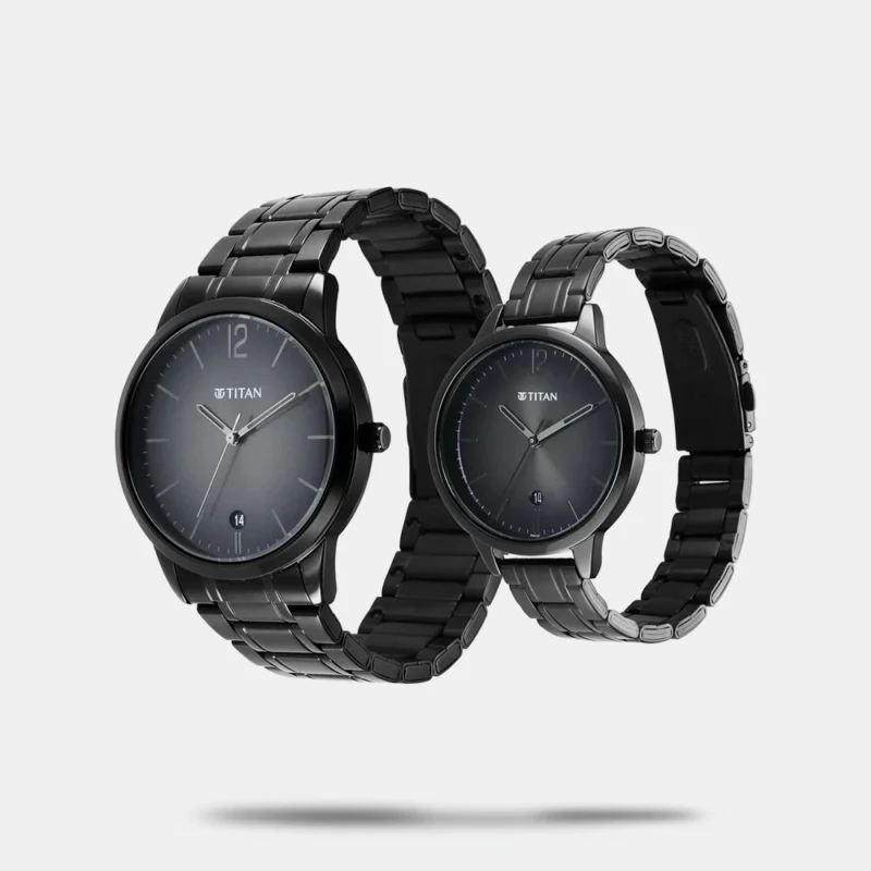 Titan Bandhan Anthracite Dial Analog with Date Stainless Steel Strap Watch for Couple - NS18062617NM01P - Image 2