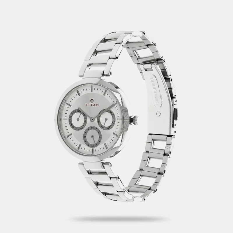 Titan Quartz Analog Silver Dial Stainless Steel Strap Watch for Women - NS2480SM03 - Image 2
