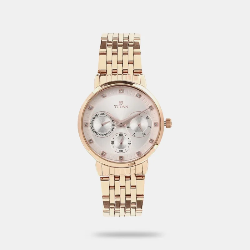 Titan Workwear Beige Dial Women Watch With Stainless Steel Strap - NS2569WM02