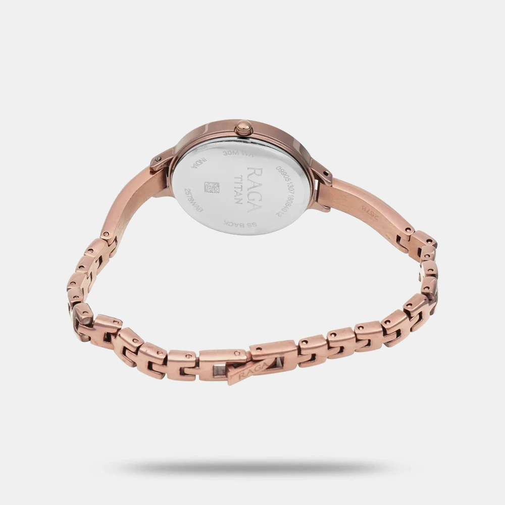 https://watchpalace.in/product/titan-quartz-analog-with-date-rose-gold-dial-brown-metal-strap-watch-for-women-ns2578qm01/ Titan Quartz Analog with Date Rose Gold Dial Brown Metal Strap Watch For Women - NS2578QM01 - Image 3