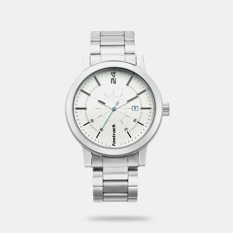 Fastrack Tripster Quartz Analog with Date White Dial Stainless Steel Strap Watch for Guys - NS3245SM01