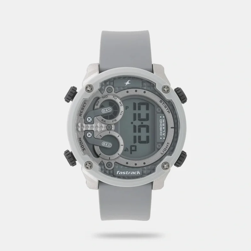 Fastrack Trendies Digital Grey Dial Silicone Strap Watch for Guys - NS38045PP02