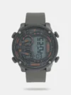 Set your look apart with this stylish grey watch. The two subdials give this watch an edgy look with the chunky bezel design adds to it. Stay on top of all things important with the alarm function. Wear this with a t-shirt and a denim jacket to amp up your look completely!