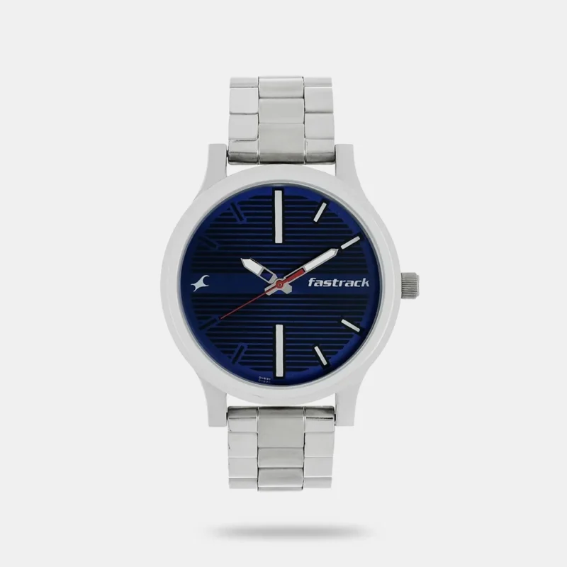 Fastrack Fundamentals Quartz Analog Blue Dial Stainless Steel Strap Watch for Guys - NS38051SM03