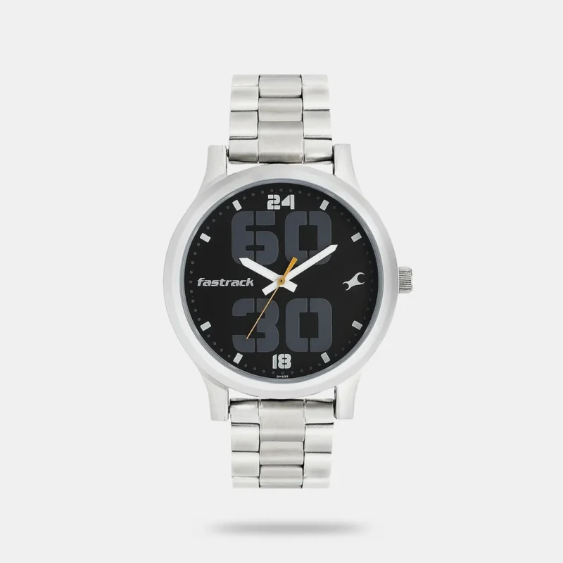 Fastrack Bold Quartz Analog Black Dial Stainless Steel Strap Watch for Guys - NS38051SM07