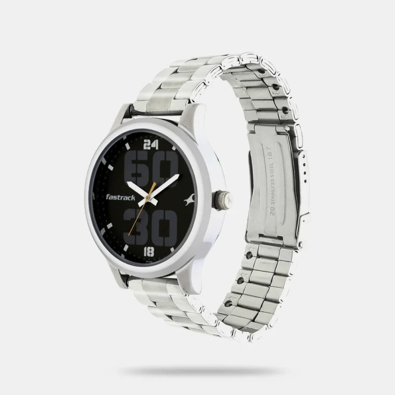 Fastrack Bold Quartz Analog Black Dial Stainless Steel Strap Watch for Guys - NS38051SM07 - Image 2