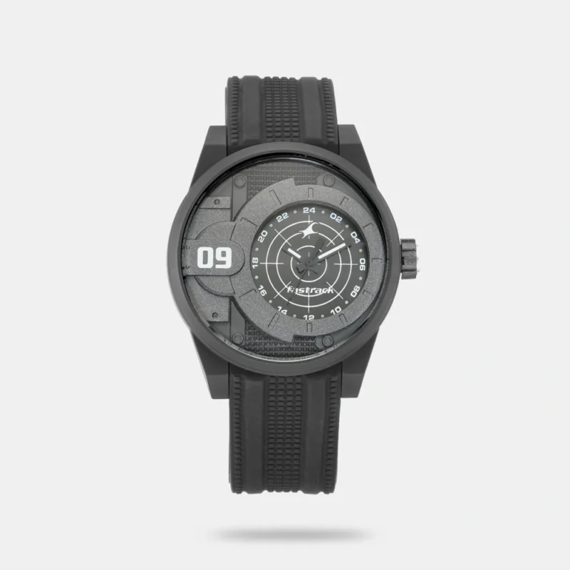 Fastrack Trendies Quartz Analog Black Dial Silicone Strap Watch for Guys - NS38058PP03
