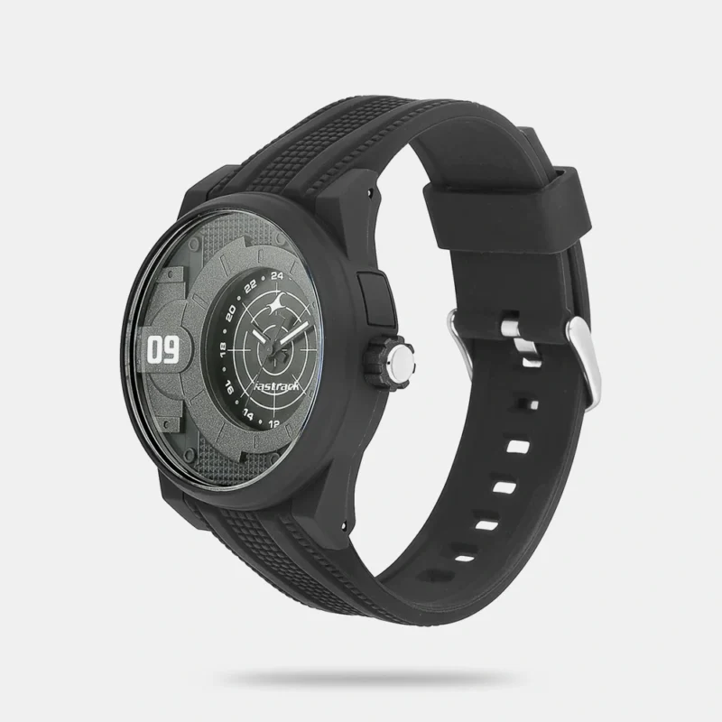 Fastrack Trendies Quartz Analog Black Dial Silicone Strap Watch for Guys - NS38058PP03 - Image 2