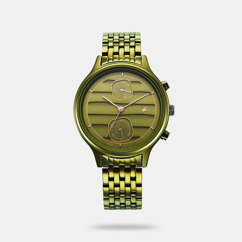 Fastrack Style Up Green Dial Stainless Steel Strap Watch for Girls - NS6207QM02