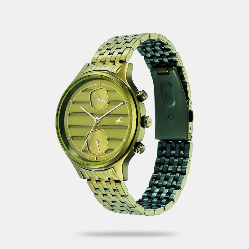 Fastrack Style Up Green Dial Stainless Steel Strap Watch for Girls - NS6207QM02 - Image 2