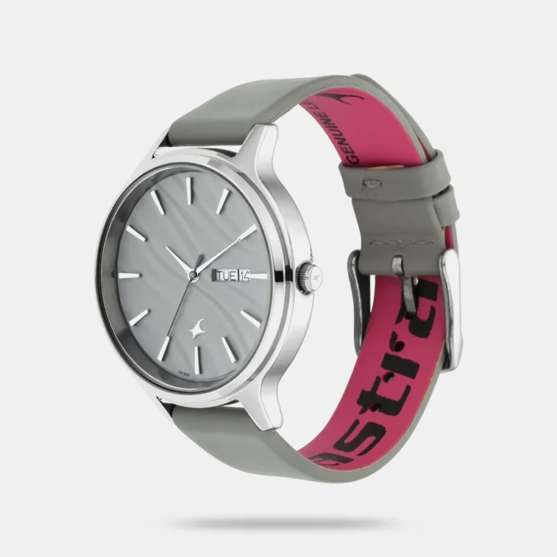 Fastrack Ruffles Quartz Analog with Day and Date Grey Dial Leather Strap Watch for Girls - NS6207SL01 - Image 2