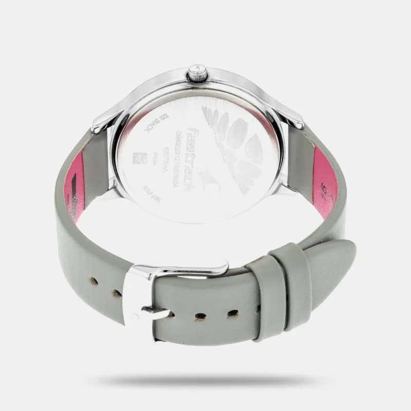 Fastrack Ruffles Quartz Analog with Day and Date Grey Dial Leather Strap Watch for Girls - NS6207SL01 - Image 4
